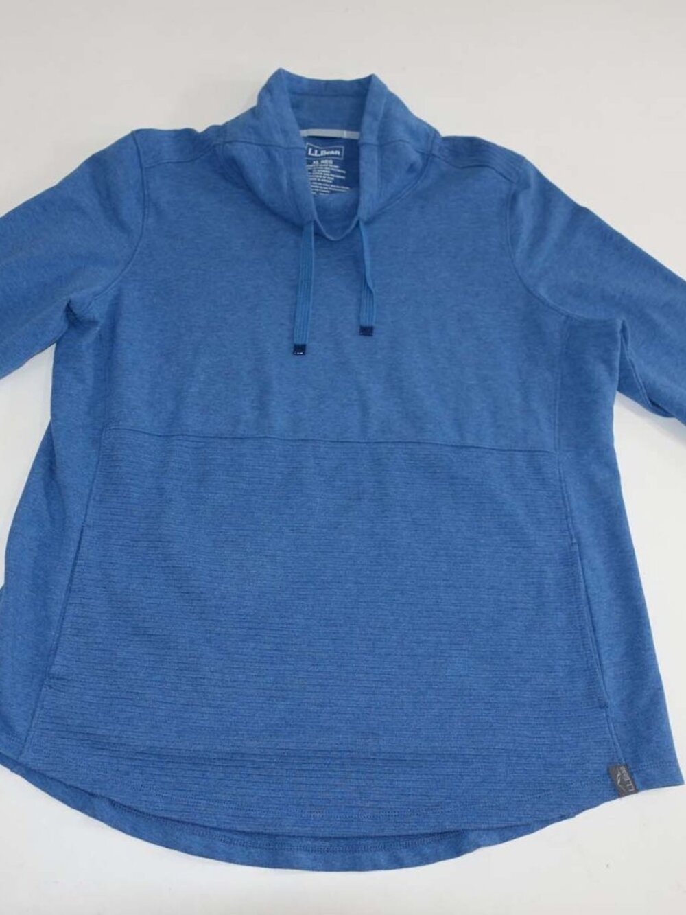 L.L. Bean Women's Cozy Mixed Knit Pullover Sweatshirt Size XL Blue Long Sleeves